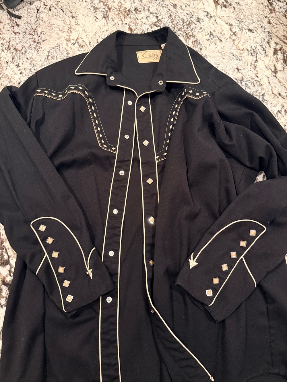 Scully Black Western Embroidered Button-Down Shirt